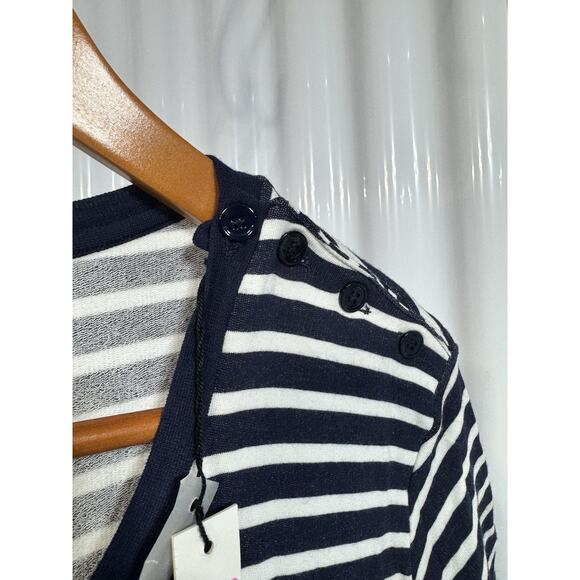 Majestic Filatures French Terry Stripe Button Shoulder Mini Dress Size Small ￼ - Picture 3 of 4